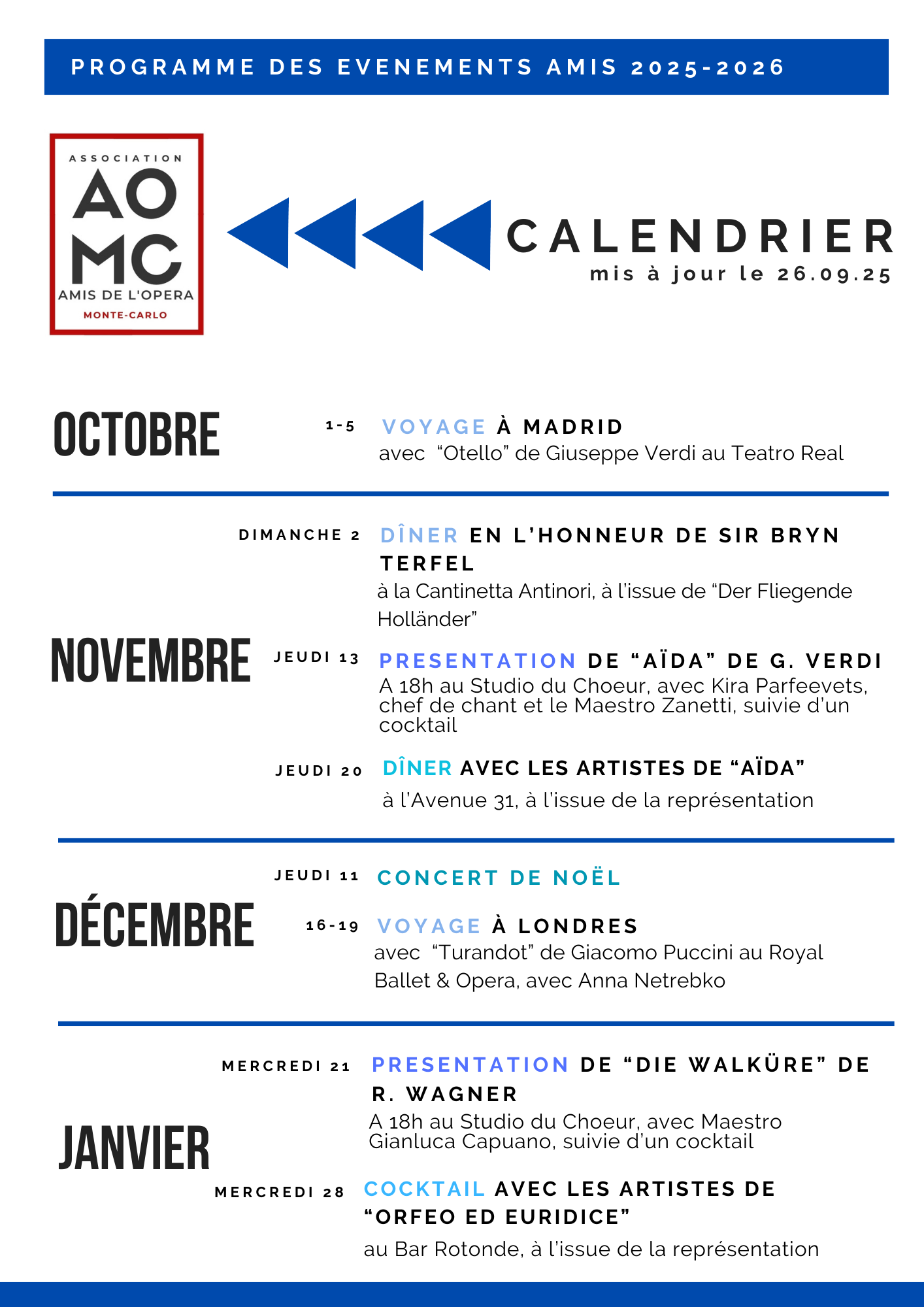Programme complet Amis Saison 25-26